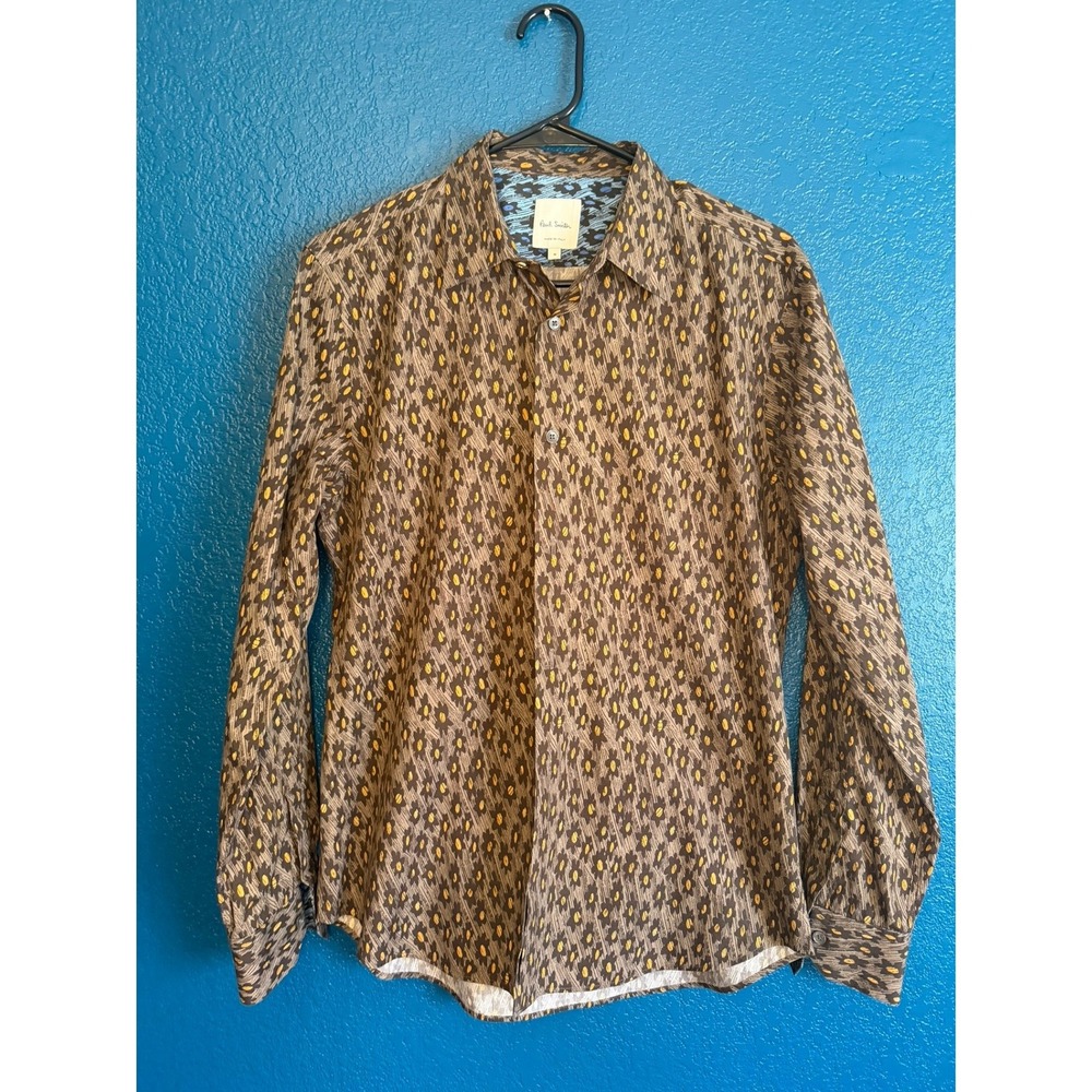 Paul Smith Men's Button Down Shirt | Size M | Brown Floral Print | 100% Cotton